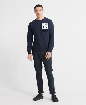 Superdry SDQB Zero Six Crew Férfi Pulóver Sötétkék | JAKOV8056